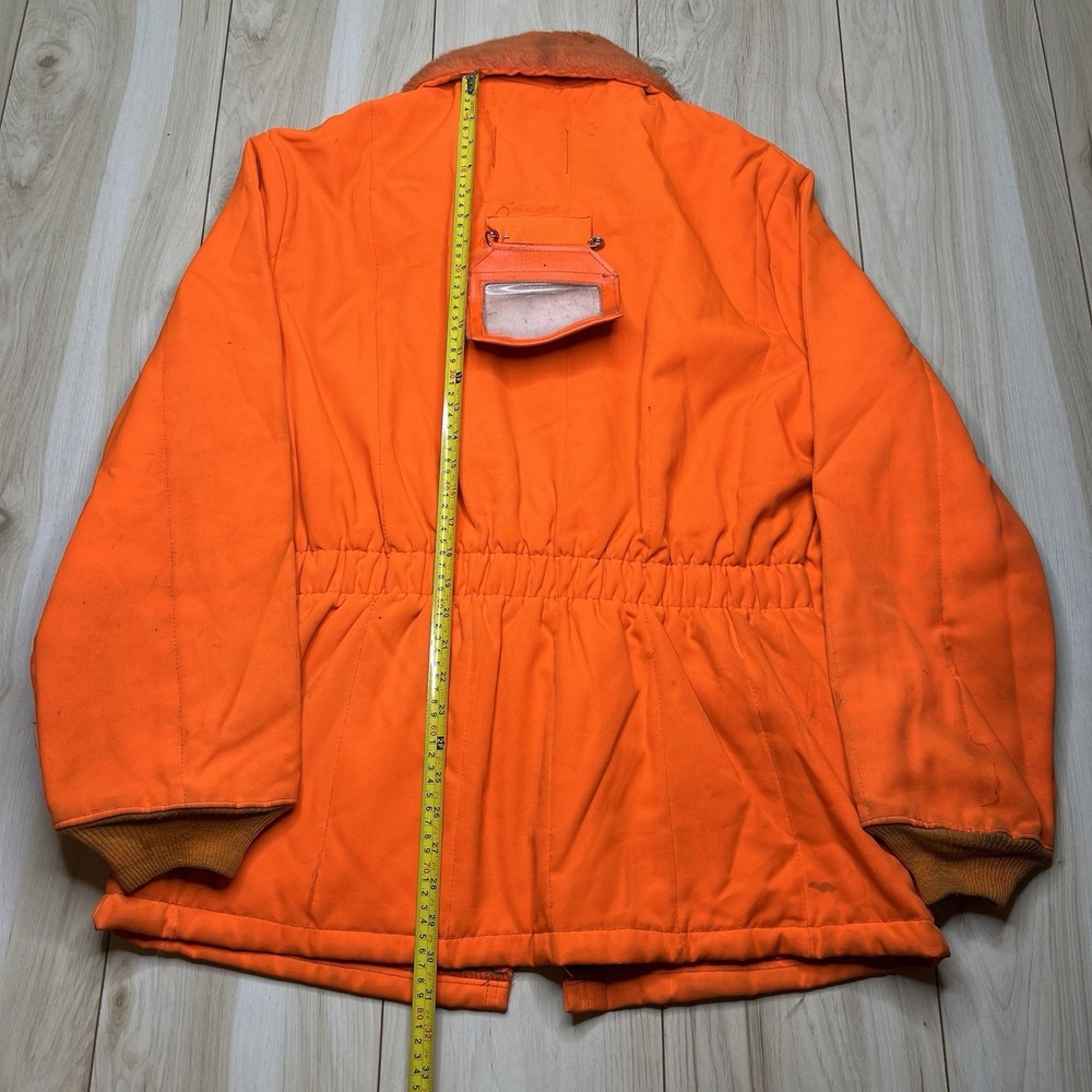 VTG Dickies Hunting Jacket Mens Large Orange Quilted Fur Collar Made In USA - Picture 12 of 13